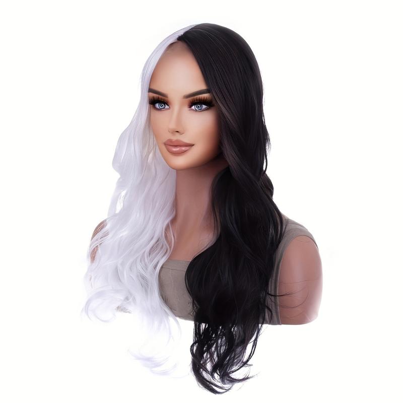 Two Tone Long Curly Synthetic Wig for Daily Use