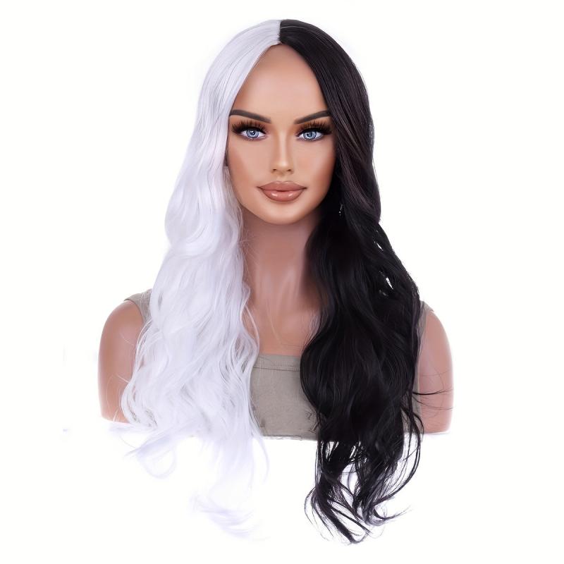 Two Tone Long Curly Synthetic Wig for Daily Use