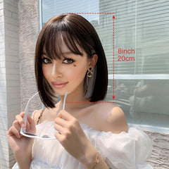 Short Bob Wig Straight Bob Wig With Bangs 30 48 Cm Natural Look