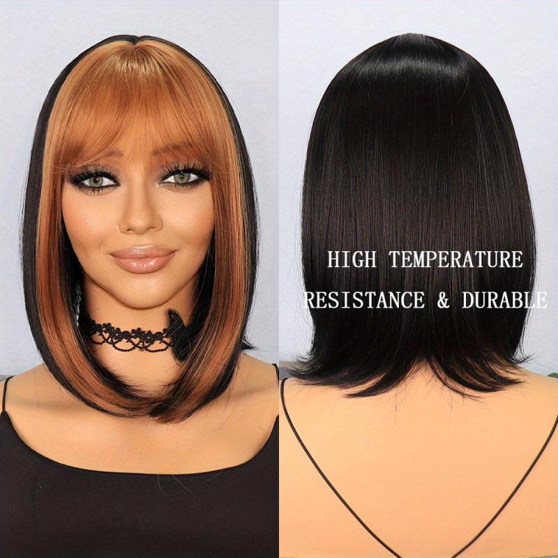 Short Bob Wig Straight Bob Wig With Bangs 30 48 Cm Natural Look