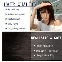 Short Bob Wig Straight Bob Wig With Bangs 30 48 Cm Natural Look