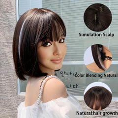 Short Bob Wig Straight Bob Wig With Bangs 30 48 Cm Natural Look