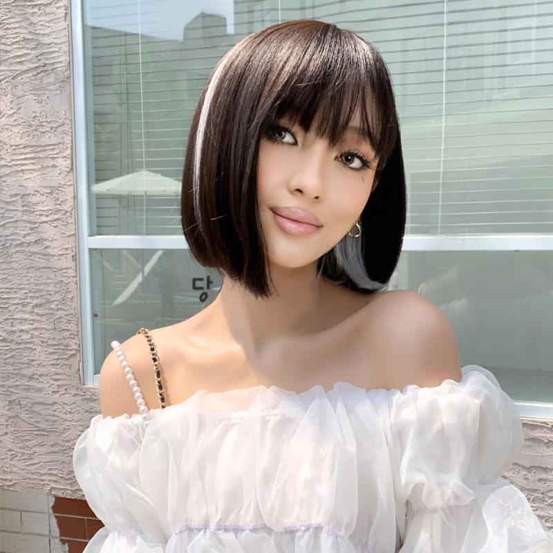 Short Bob Wig Straight Bob Wig With Bangs 30 48 Cm Natural Look