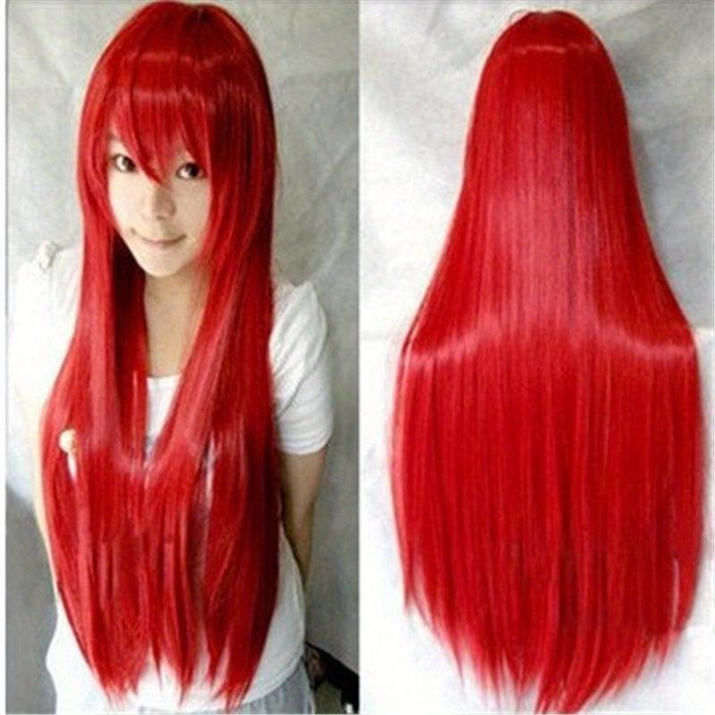 Colorful Long Straight Wig With Bangs Synthetic Wig Cosplay Wigs