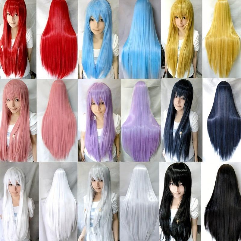 Colorful Long Straight Wig With Bangs Synthetic Wig Cosplay Wigs