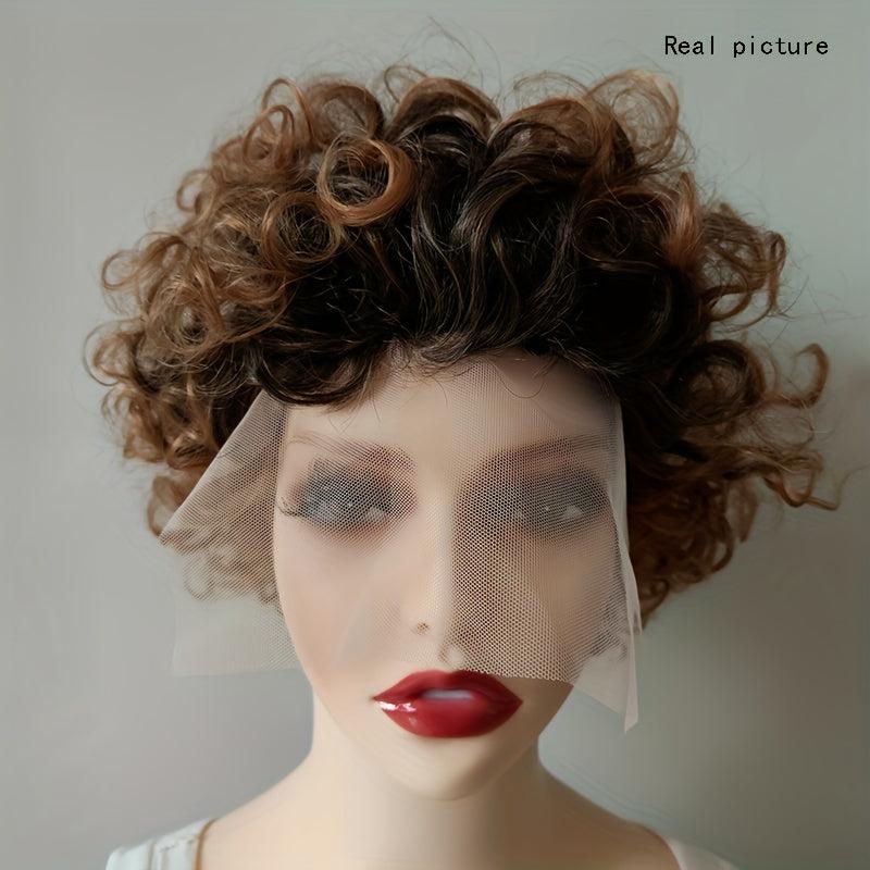 Afro Curly Pixie Wig With Bangs Synthetic Wig