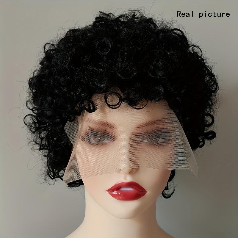 Afro Curly Pixie Wig With Bangs Synthetic Wig