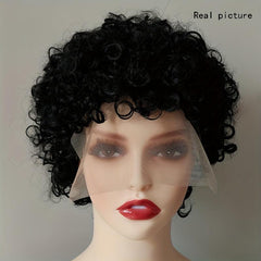 Afro Curly Pixie Wig With Bangs Synthetic Wig