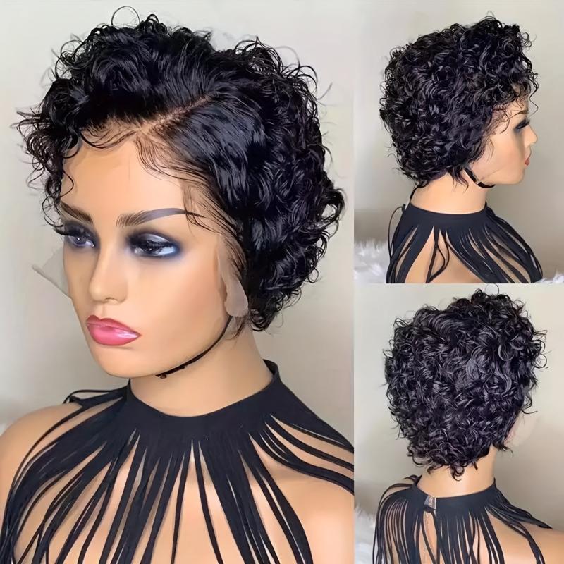Afro Curly Pixie Wig With Bangs Synthetic Wig