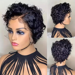Afro Curly Pixie Wig With Bangs Synthetic Wig