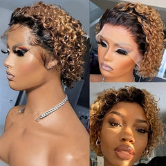 Afro Curly Pixie Wig With Bangs Synthetic Wig