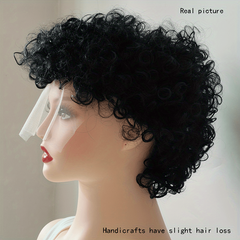 Afro Curly Pixie Wig With Bangs Synthetic Wig