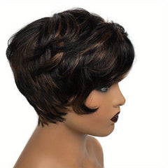 15 24 Cm Short Bob Pixie Cut Wigs Human Hair Wigs With Bangs For Women Brazilian