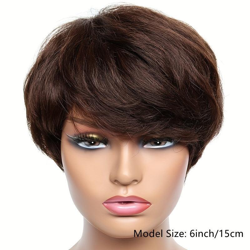 15 24 Cm Short Bob Pixie Cut Wigs Human Hair Wigs With Bangs For Women Brazilian