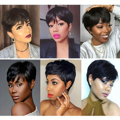 15 24 Cm Short Bob Pixie Cut Wigs Human Hair Wigs With Bangs For Women Brazilian