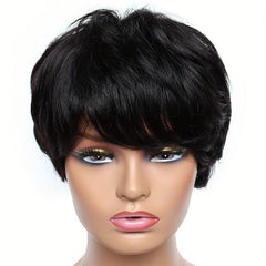 15 24 Cm Short Bob Pixie Cut Wigs Human Hair Wigs With Bangs For Women Brazilian