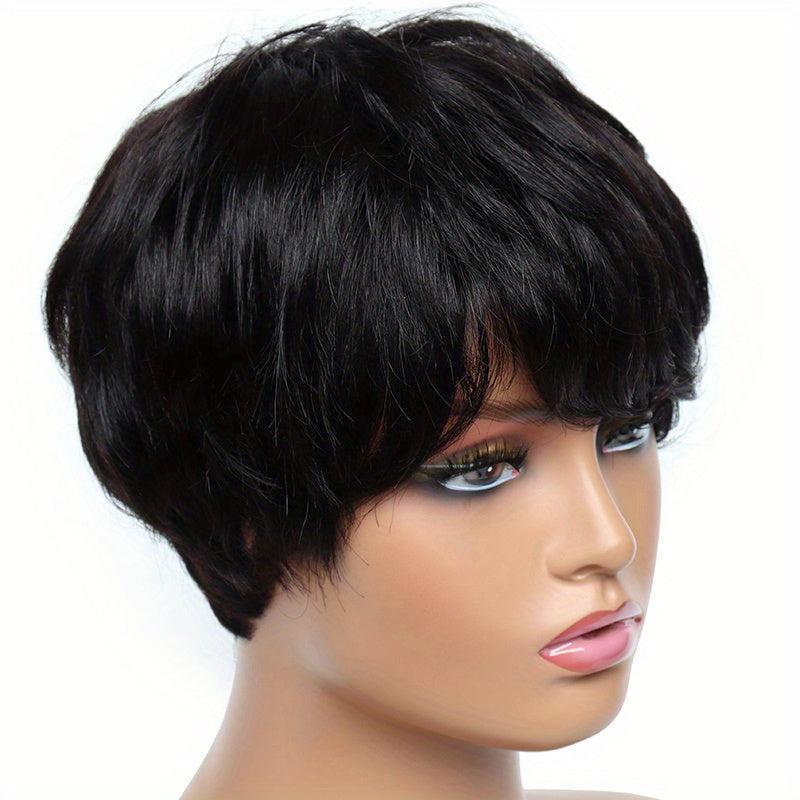 15 24 Cm Short Bob Pixie Cut Wigs Human Hair Wigs With Bangs For Women Brazilian