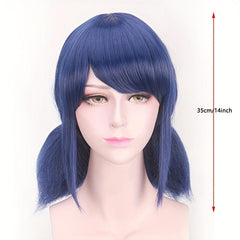35 56 Cm Straight Anime Wigs Women Short Bob Wig With Bangs DIY Double Ponytail