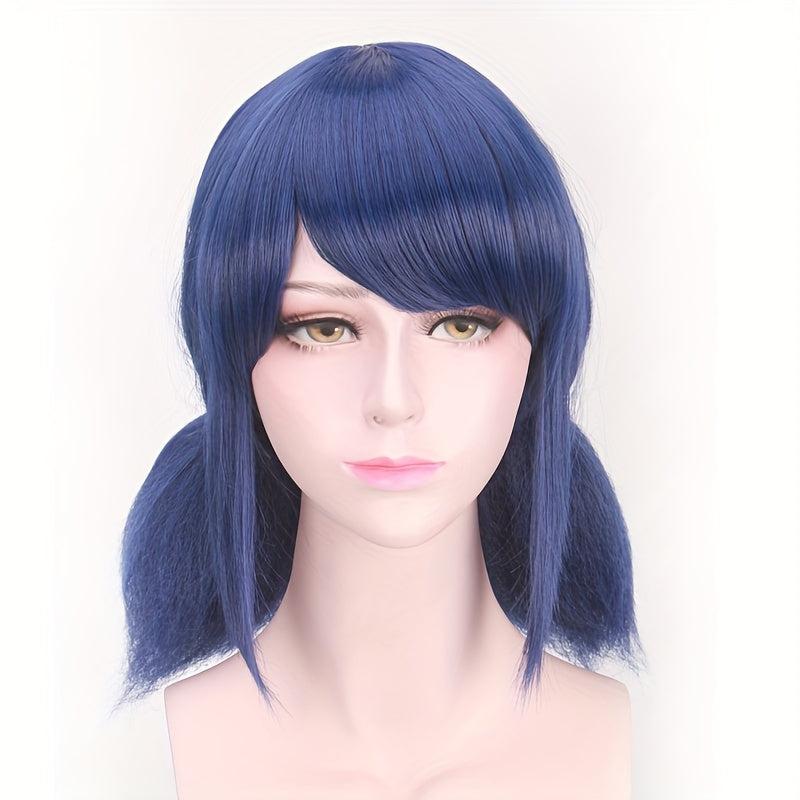 35 56 Cm Straight Anime Wigs Women Short Bob Wig With Bangs DIY Double Ponytail
