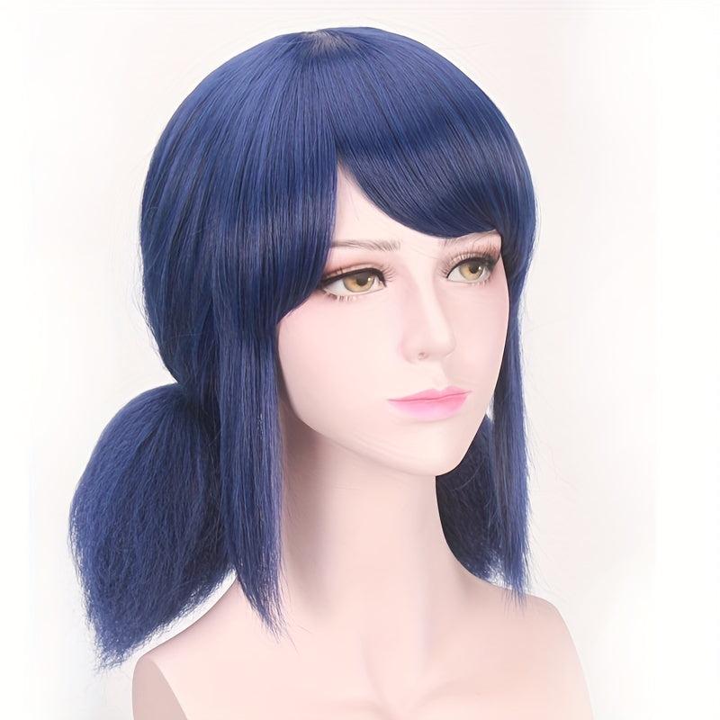 35 56 Cm Straight Anime Wigs Women Short Bob Wig With Bangs DIY Double Ponytail