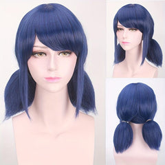 35 56 Cm Straight Anime Wigs Women Short Bob Wig With Bangs DIY Double Ponytail