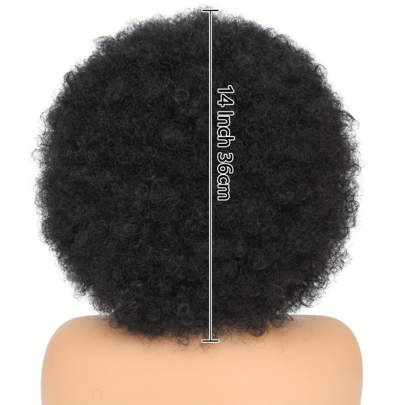70s Afro Curly Wig with Bangs 25.4cm Synthetic Hair