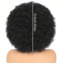 70s Afro Curly Wig with Bangs 25.4cm Synthetic Hair