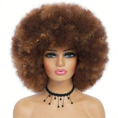 70s Afro Curly Wig with Bangs 25.4cm Synthetic Hair