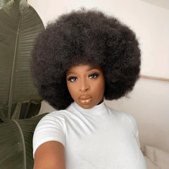 70s Afro Curly Wig with Bangs 25.4cm Synthetic Hair