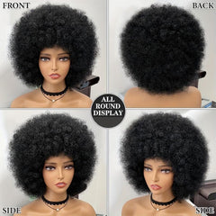 70s Afro Curly Wig with Bangs 25.4cm Synthetic Hair