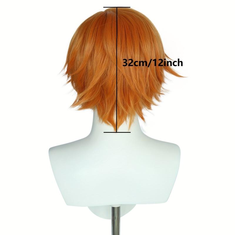 Short Straight Orange Wig Cosplay Synthetic Halloween Costume Wig