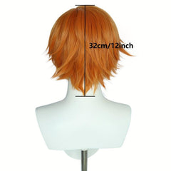 Short Straight Orange Wig Cosplay Synthetic Halloween Costume Wig