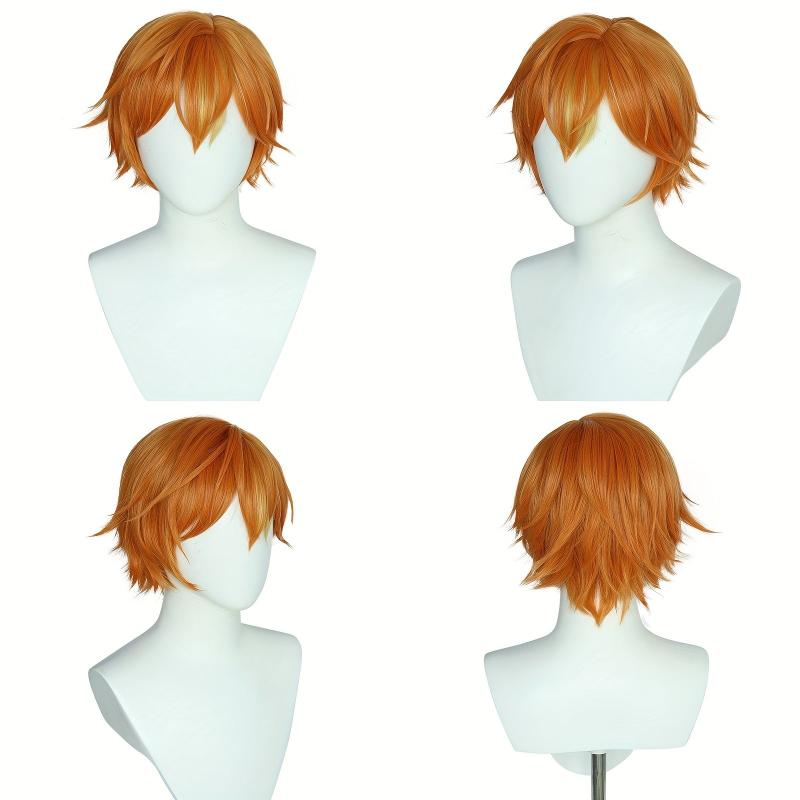 Short Straight Orange Wig Cosplay Synthetic Halloween Costume Wig