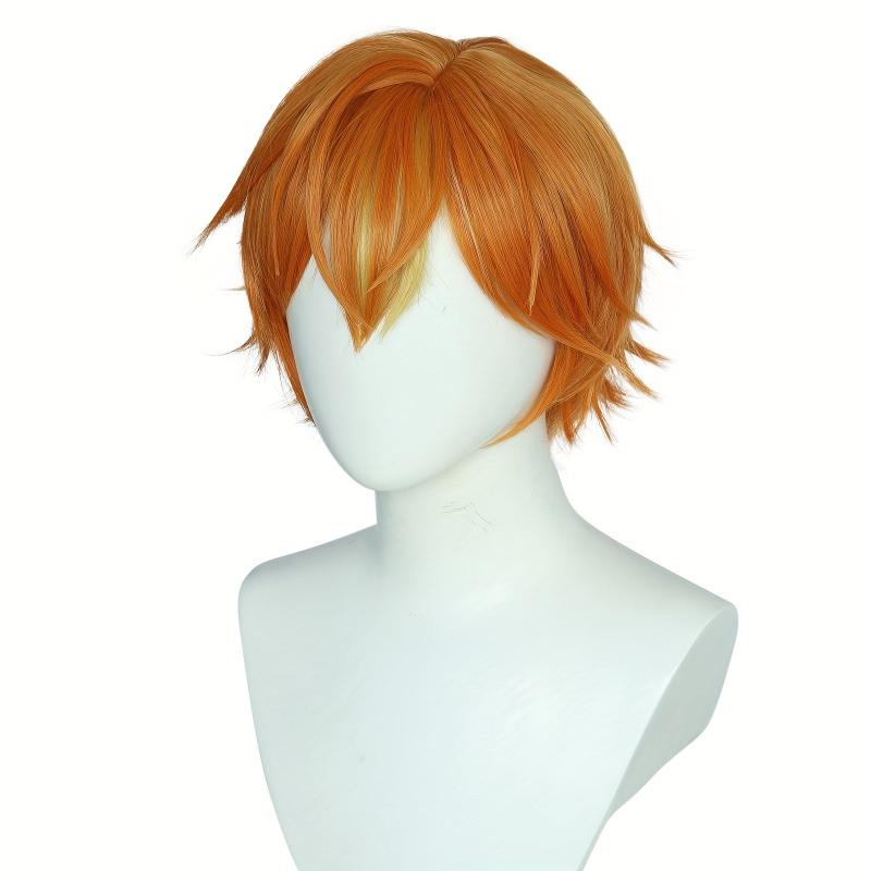 Short Straight Orange Wig Cosplay Synthetic Halloween Costume Wig