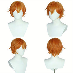 Short Straight Orange Wig Cosplay Synthetic Halloween Costume Wig