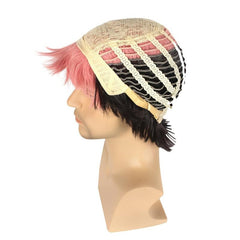Short Curly Two Tone Synthetic Wig with Bangs for Halloween Cosplay