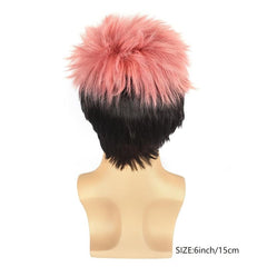 Short Curly Two Tone Synthetic Wig with Bangs for Halloween Cosplay