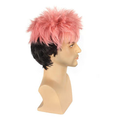 Short Curly Two Tone Synthetic Wig with Bangs for Halloween Cosplay