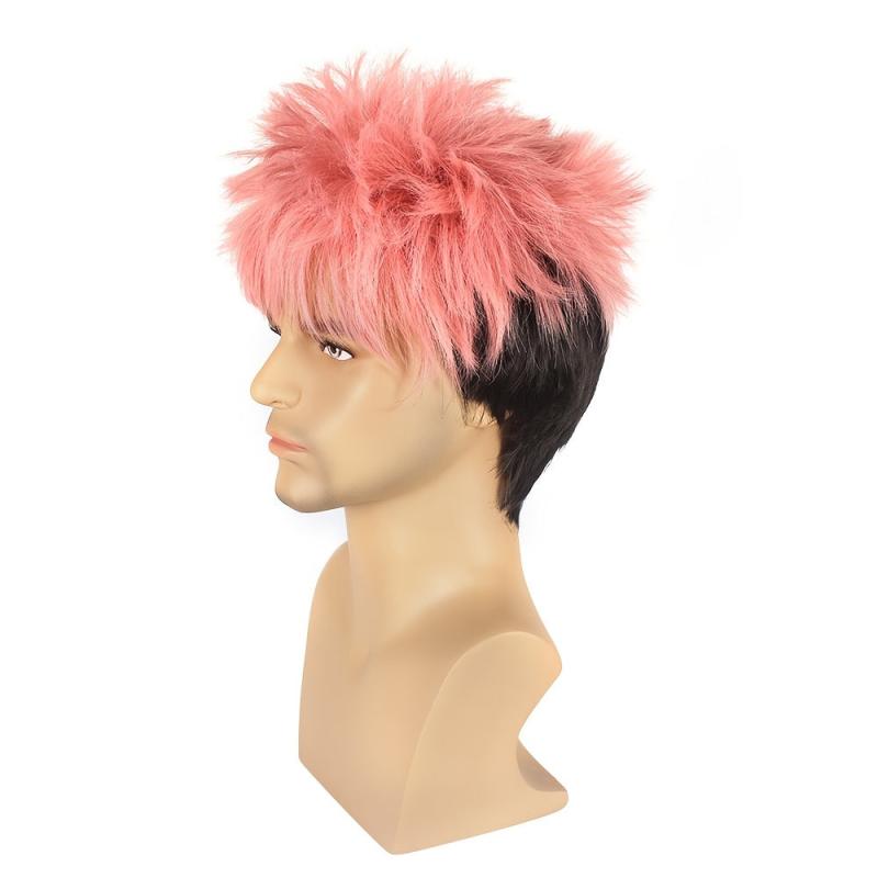 Short Curly Two Tone Synthetic Wig with Bangs for Halloween Cosplay