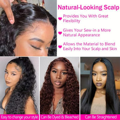 4X4 Lace Closure Curly Wave 100% Human Hair Hand Tied Natural Part