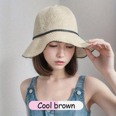 Short Straight Hair Wig Sunscreen Fisherman Hat for Women