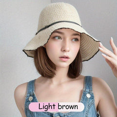 Short Straight Hair Wig Sunscreen Fisherman Hat for Women