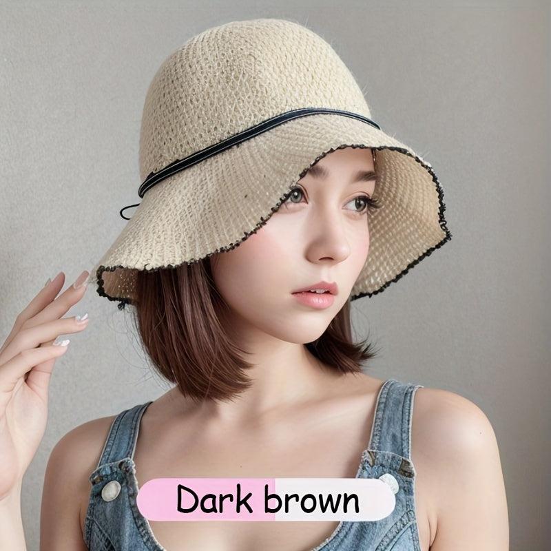 Short Straight Hair Wig Sunscreen Fisherman Hat for Women
