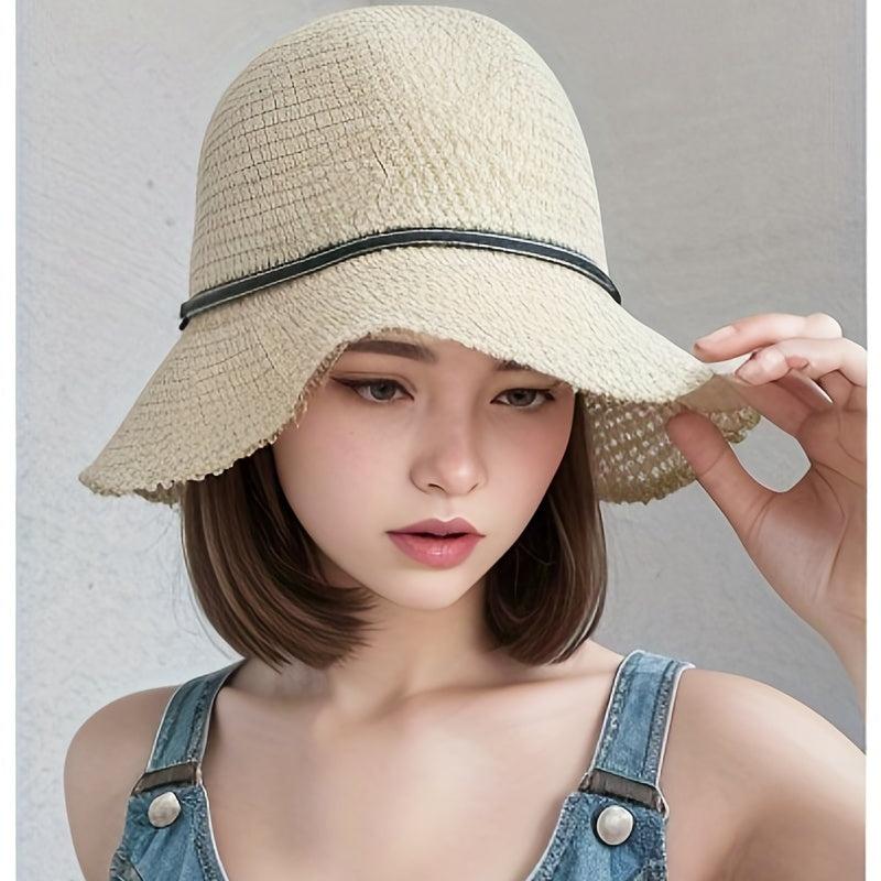 Short Straight Hair Wig Sunscreen Fisherman Hat for Women