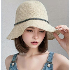 Short Straight Hair Wig Sunscreen Fisherman Hat for Women