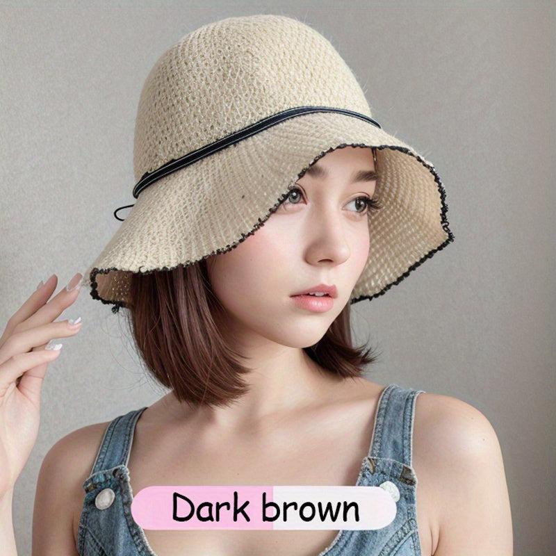 Short Straight Hair Wig Sunscreen Fisherman Hat for Women