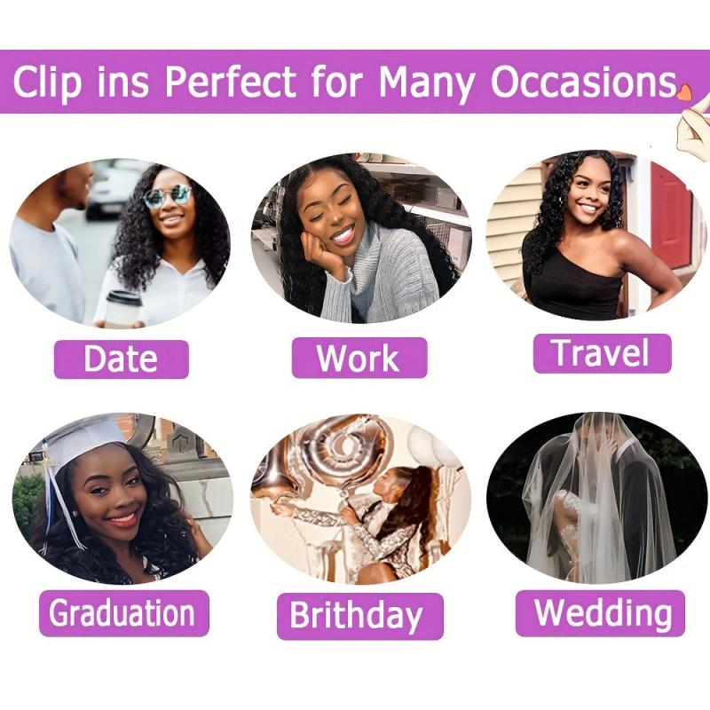 Kinky Curly Clip In Hair Extensions For Women