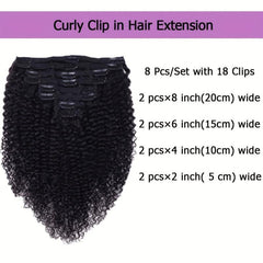 Kinky Curly Clip In Hair Extensions For Women