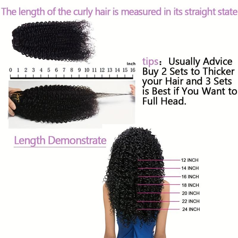 Kinky Curly Clip In Hair Extensions For Women