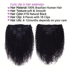 Kinky Curly Clip In Hair Extensions For Women
